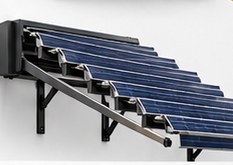 Stepped solar panels extended on a bracket